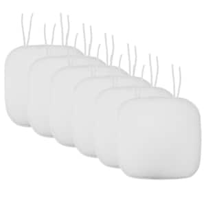 Honeycomb Memory Foam Square 16 in. x 16 in. Non-Slip Back Chair Cushion with Ties (6-Pack), White