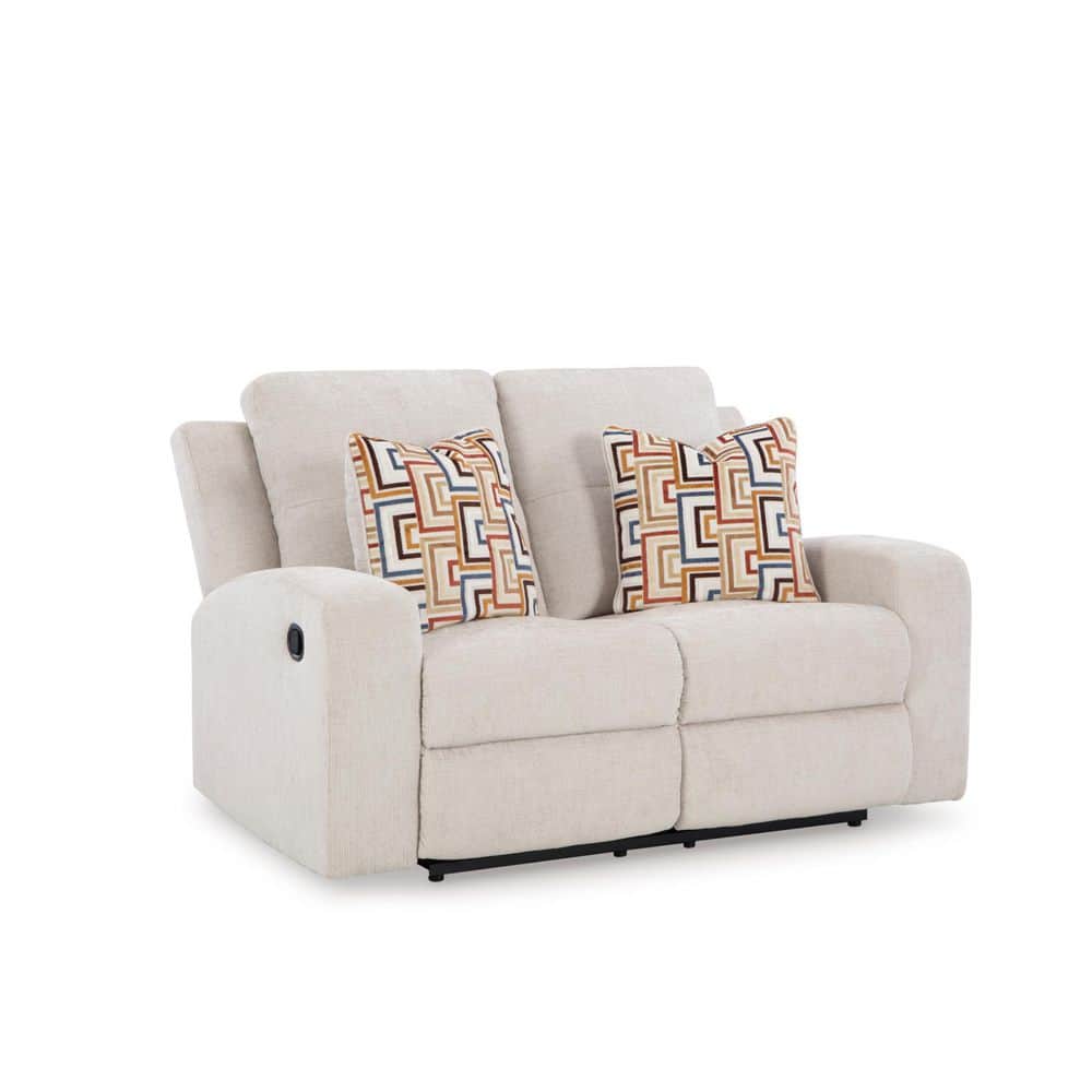 Danum 64 in. Solid Polyester 2-Seater Reclining Loveseat in Beige price history on PriceWatchPro