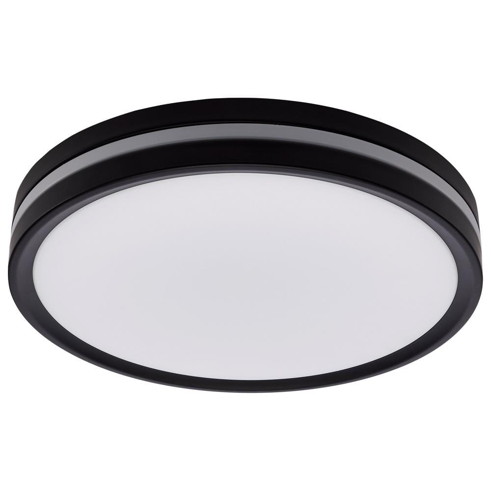 11.42 in. Matte Black Contemporary Flush Mount with Nightlight and Frosted White PMMA Shade, Integrated LED price history on PriceWatchPro