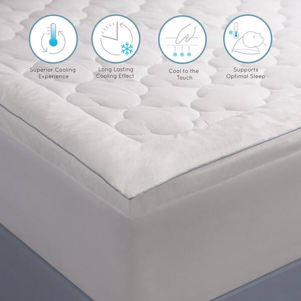 Allied Home 250 Thread Count Serenity Cool Sleep Polyester Filled Queen Mattress Pad Mp001905d The Home Depot