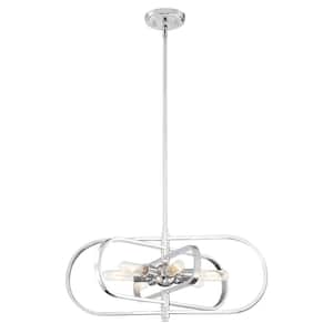 Kenzo 6-Light Modern Polished Nickel Chandelier For Dining Rooms