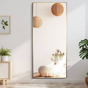 22 in. W x 47 in. H Rectangle Aluminum Alloy Gold Framed Wall Mirror (Set of 2)
