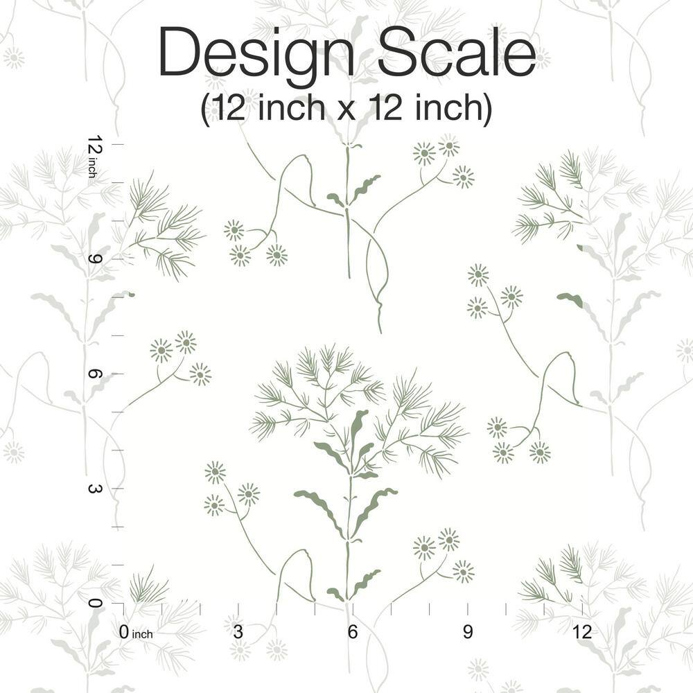 Green and White Wildflower Self-Adhesive Wallpaper Roll