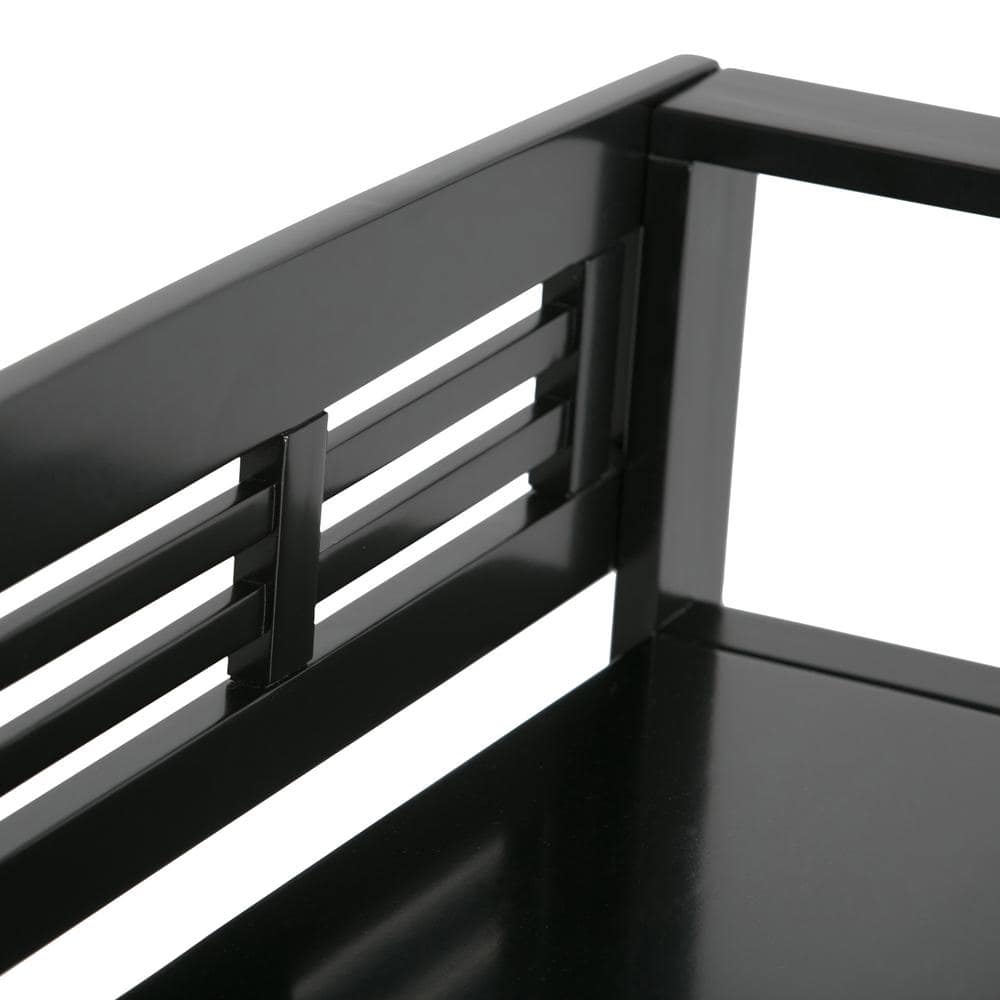 Black Solid Pine 48" Entryway Storage Bench with Backrest