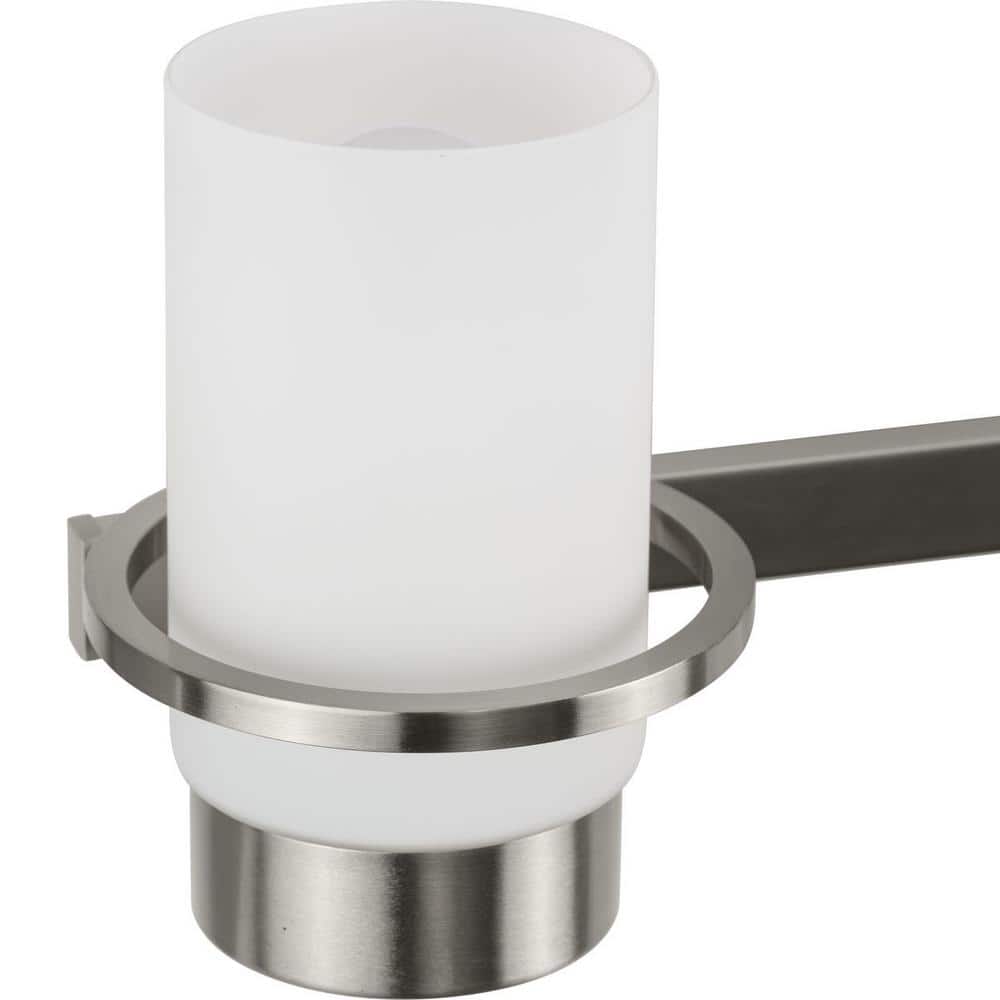 Reiss Brushed Nickel 4-Light Vanity with White Glass Shades