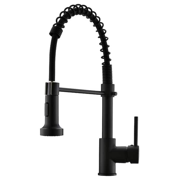 Boyel Living Stainless Steel Faucet Single-Handle Faucet Pull-Down Sprayer Kitchen Faucet Black