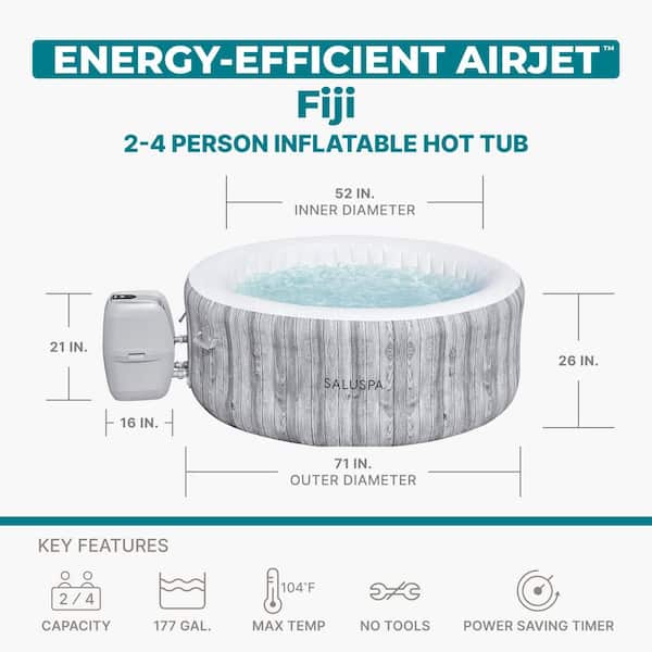 4-Person 120-Jet Inflatable Hot Tub with Cover, Pump, and 2 Filter Cartridges