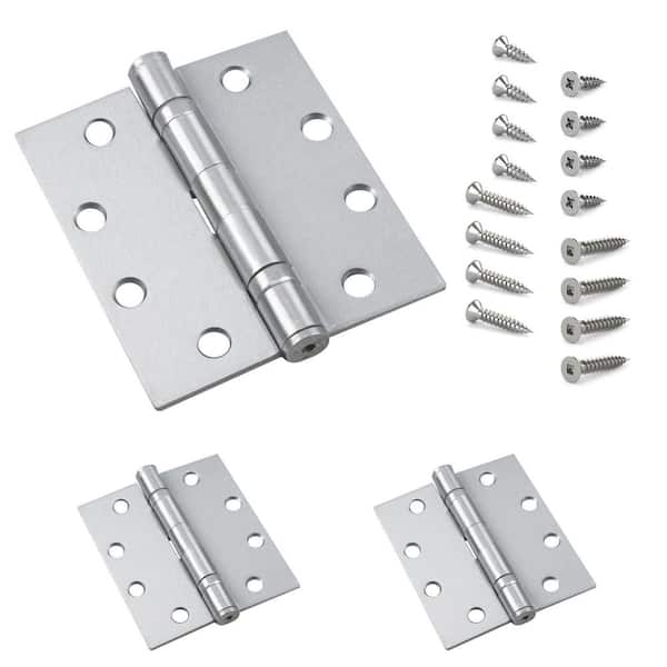 4 in. x 4-1/2 in. Stainless Steel Full Mortise Ball Bearing Butt Hinge with Removable Pin (3-Pack)