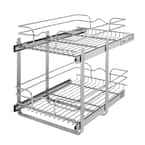 Silver Steel 2-Tier Cabinet Pull Out Wire Baskets