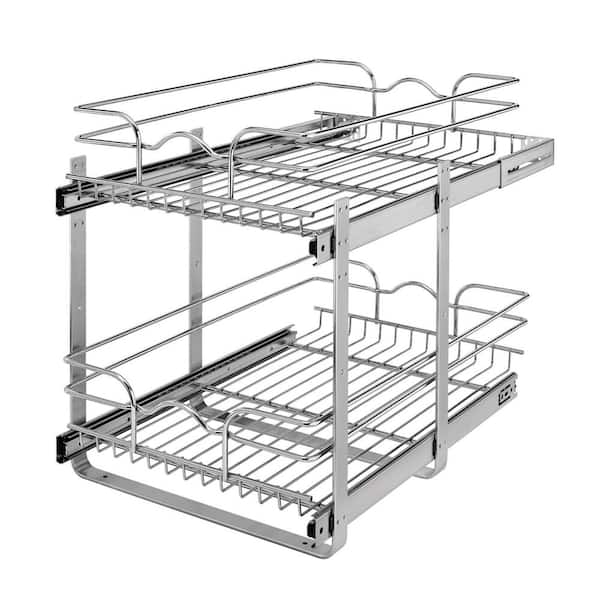 Rev-A-Shelf 5WB2-1522CR-1 15 x 22in 2-Tier Cabinet Pull Out Wire Baskets, Chrome