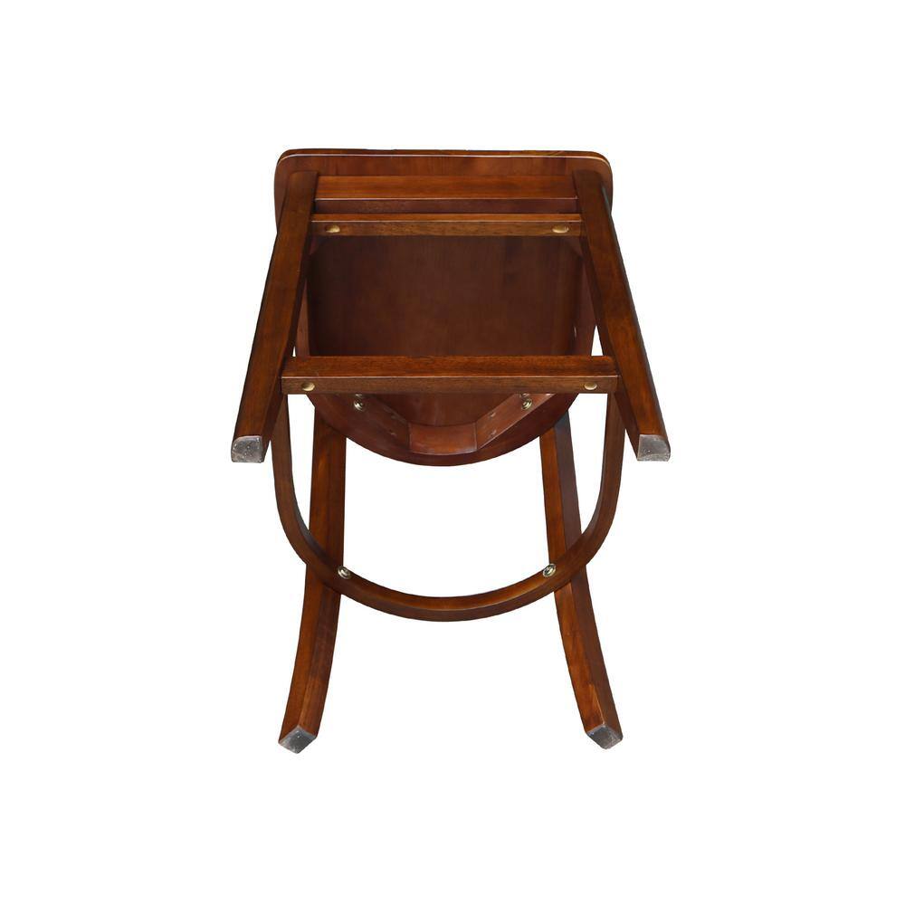 Espresso Solid Wood Counter Height Dining Set with 2 Stools
