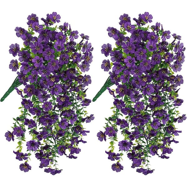 19.3 in. Dark Purple Outdoor Artificial Daisy Flower 2-Pcs DEZZ203