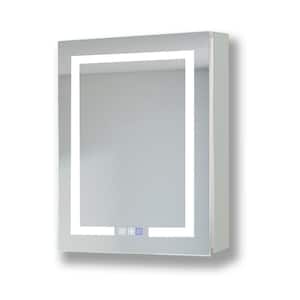 24 in. W x 30 in. H Silver Recessed/Surface Mount Lighted Medicine Cabinet with Mirror,Dimming,Defog,Open Door On Left