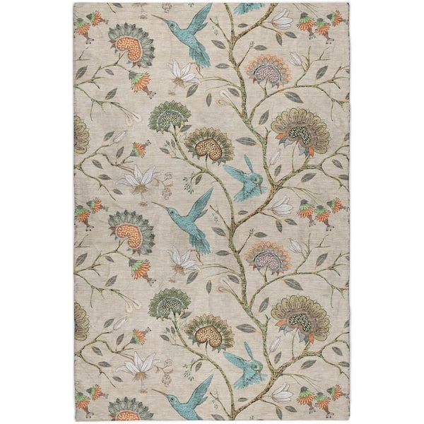 Dream Shag Premium Machine Washable Abstract ADS174 Beige 3 ft. x 5 ft. Area Rug