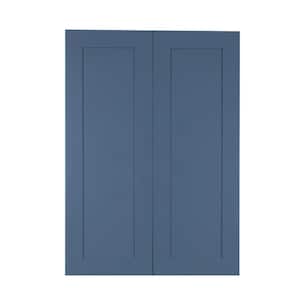 Lancaster Blue Plywood Shaker Stock Assembled Wall Kitchen Cabinet 24 in. W x 42 in. H x 12 in. D