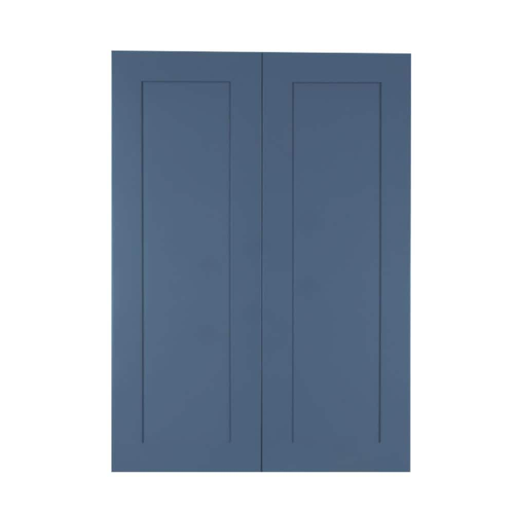 LIFEART CABINETRY Lancaster Blue Plywood Shaker Stock Assembled Wall ...