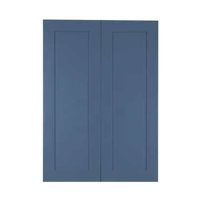 LIFEART CABINETRY Lancaster Blue Plywood Shaker Stock Assembled Tall ...