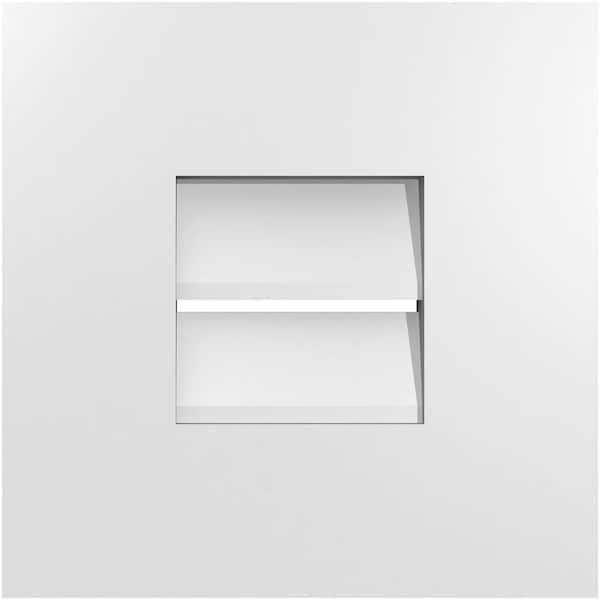 Ekena Millwork 12 in. x 12 in. Rectangular White PVC Paintable Gable Louver Vent Functional