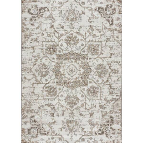 Cadence 5 ft.x8 ft. (Exact Size: 5 ft. 3 in. x 7 ft. 7 in.) Vintage Indoor Area Rug, Cream Grey, SouthWestern