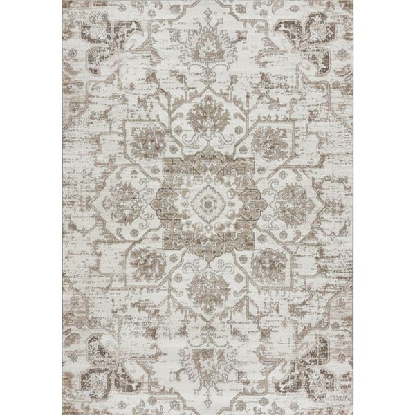 Cadence 8 ft.x11 ft. (Exact Size: 7 ft. 10 in. x 10 ft. 10 in.) Vintage Indoor Area Rug, Cream Grey, SouthWestern