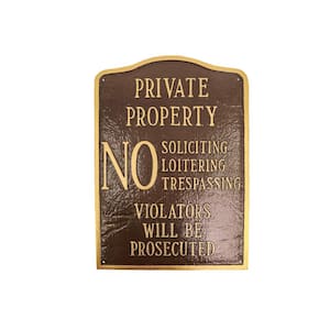 Private Property No Sign Arch Large Statement Plaque - Oil Rubbed/Gold