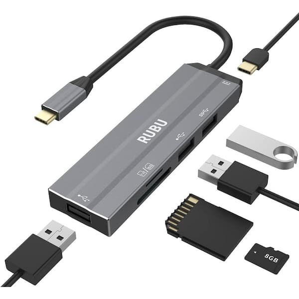 4-Port USB Hub, Multi-Port Adapter with High-Speed USB 3.0 Port, USB 2.0  Port and TF Card Reader, Ultra Slim Portable USB Hub for Laptop, PC, iMac