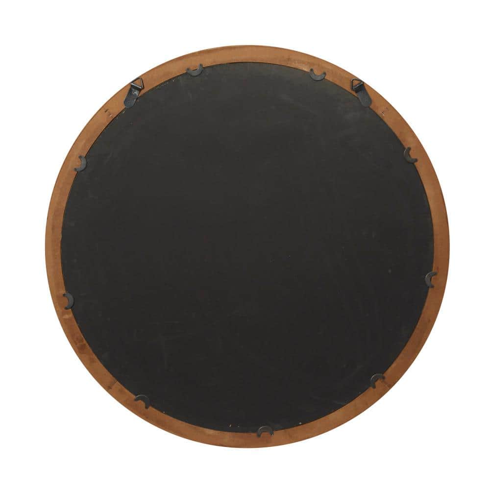 Natural Brown Round Wood Wall Mirror, 32"