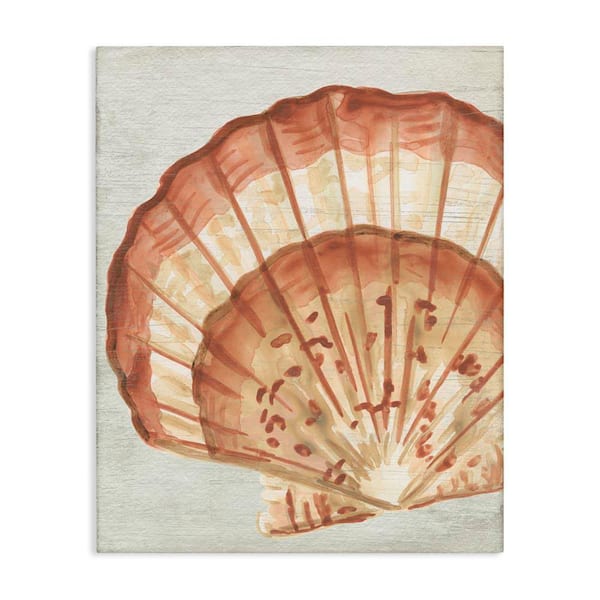 Stupell Industries Clam Shell in Beige by June Erica Vess Unframed Coastal Graphic Art Print 40 in. x 30 in.