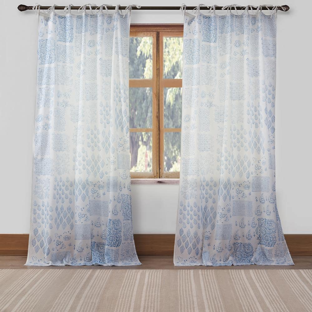 Mayla 42 in. W x 84 in. L Polyester Window Panel in Blue