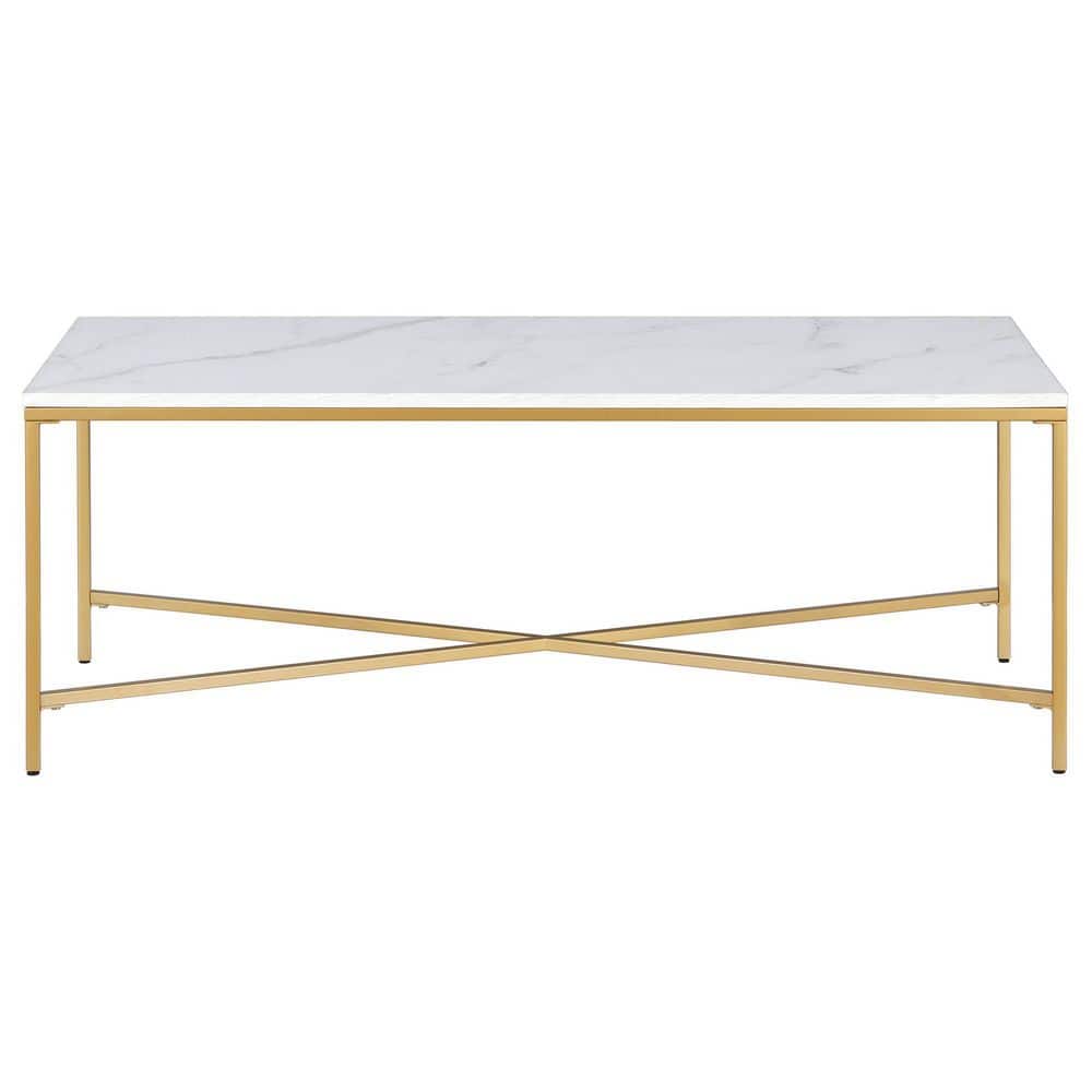 Meyer&Cross Henley 47.63 in. Brass Rectangular MDF Coffee Table with