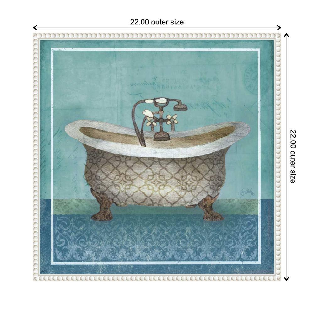 Regal Blue Bathtub Beaded Framed Canvas Wall Art