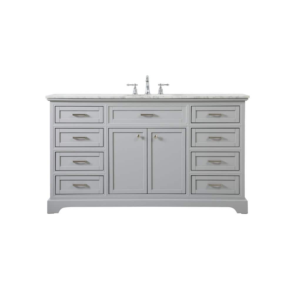 Simply Living 60 in. W x 21.5 in. D x 35 in. H Bath Vanity in Grey with Car