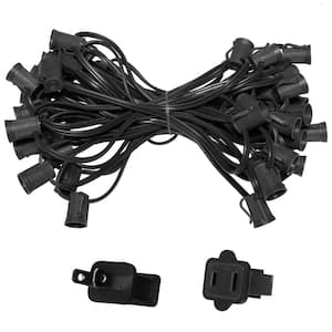50 ft. C9/E17 Black Wire Socket Stringer with 12 in. Spacing