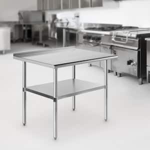 36 x 24 in. Stainless Steel Kitchen Utility Table with Backsplash and Bottom Shelf