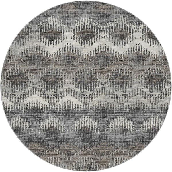 Dream Shag Premium Machine Washable Abstract ADS80 Shadow 8 ft. x 8 ft. Round Rug