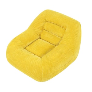 Yellow Corduroy Fabric Bean Bag Chair, No Assembly Foam Filled Lounger Sofa