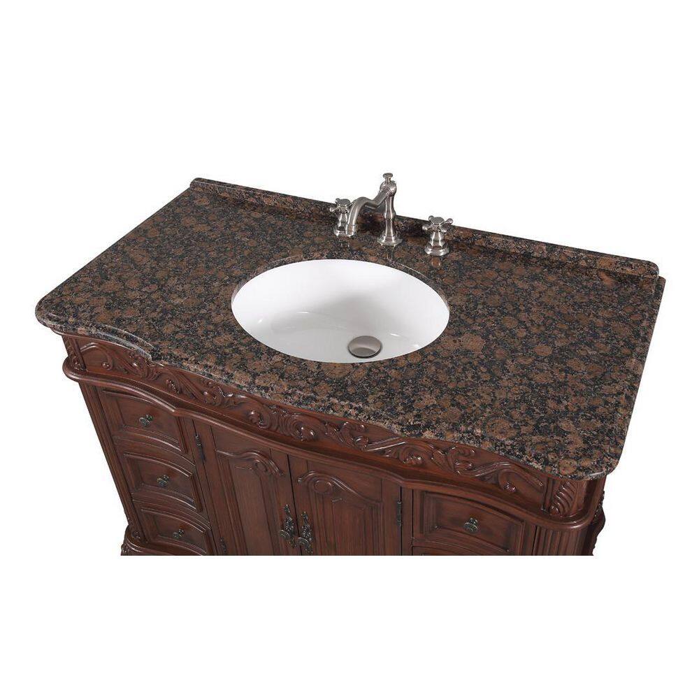 42'' Brown Marble Double Sink Freestanding Vanity