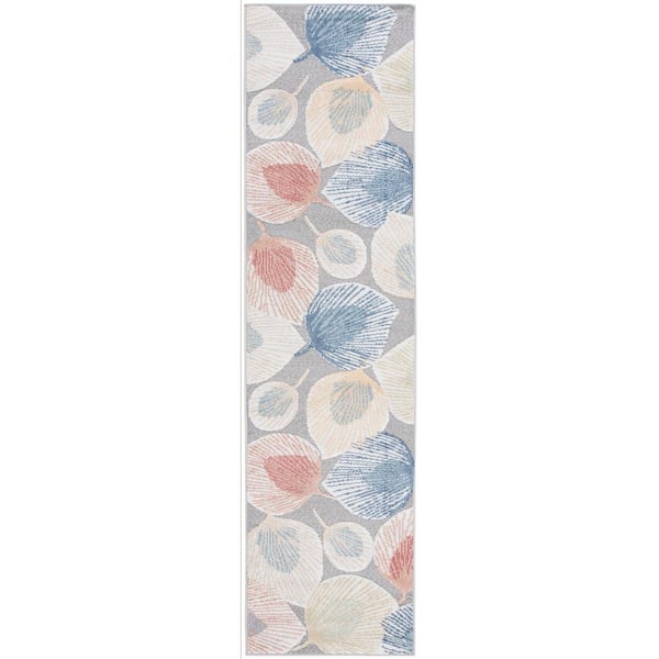 SAFAVIEH Sarasota Beige/Gray 2 ft. x 9 ft. Floral Runner Rug