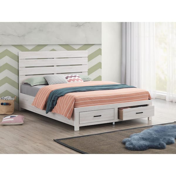 Coaster Brantford Ivory Wood Frame Queen Platform Bed with Storage