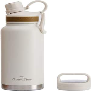 32 oz. Ivory White Travel Water Bottle - Wide Mouth Vacuum Insulated Water Bottle with 2-Style Lids