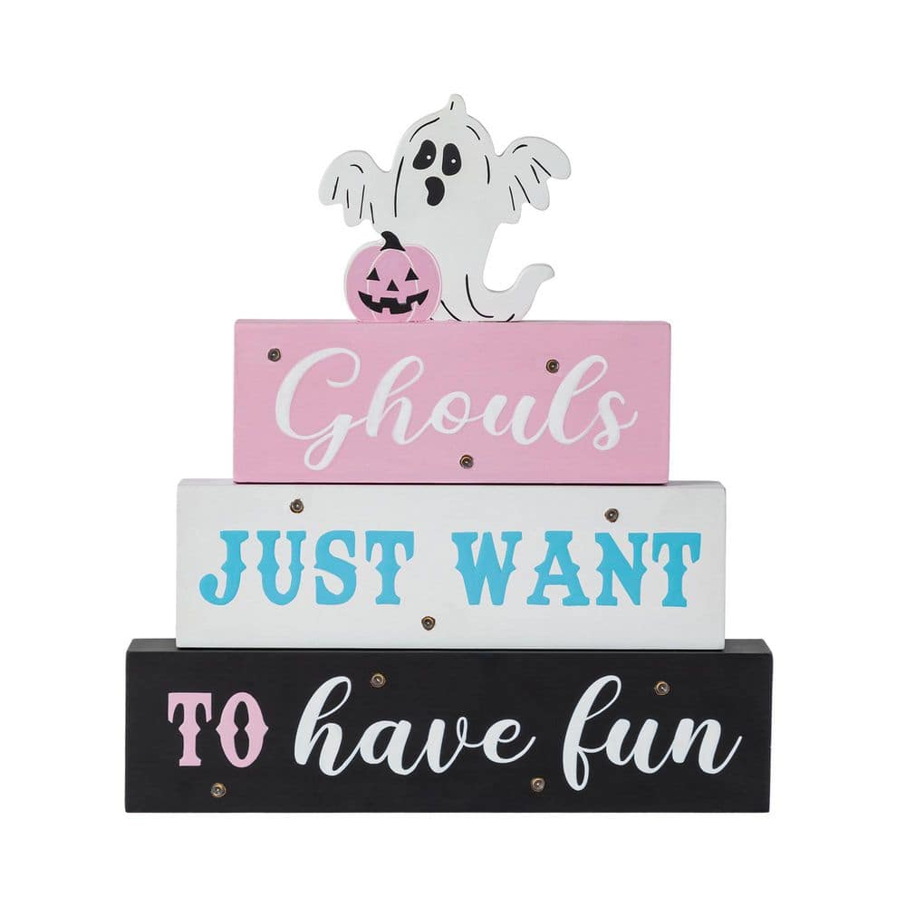 11.75 in. H Halloween Lighted Pink Wooden Ghost Block Word Sign price history on PriceWatchPro