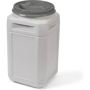 13 Gal. Pet Food Storage Container with Airtight Lid and Built-In Handles, Natural Gray