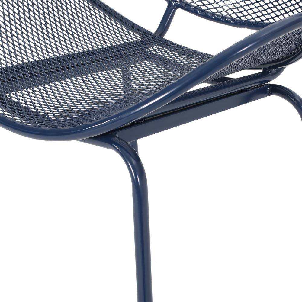 Navy Blue Iron Shell Outdoor Dining Chair Set of 2