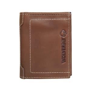 Wolverine Oil Tan Leather and Canvas Trifold Wallet in Brown/Olive WV61 ...