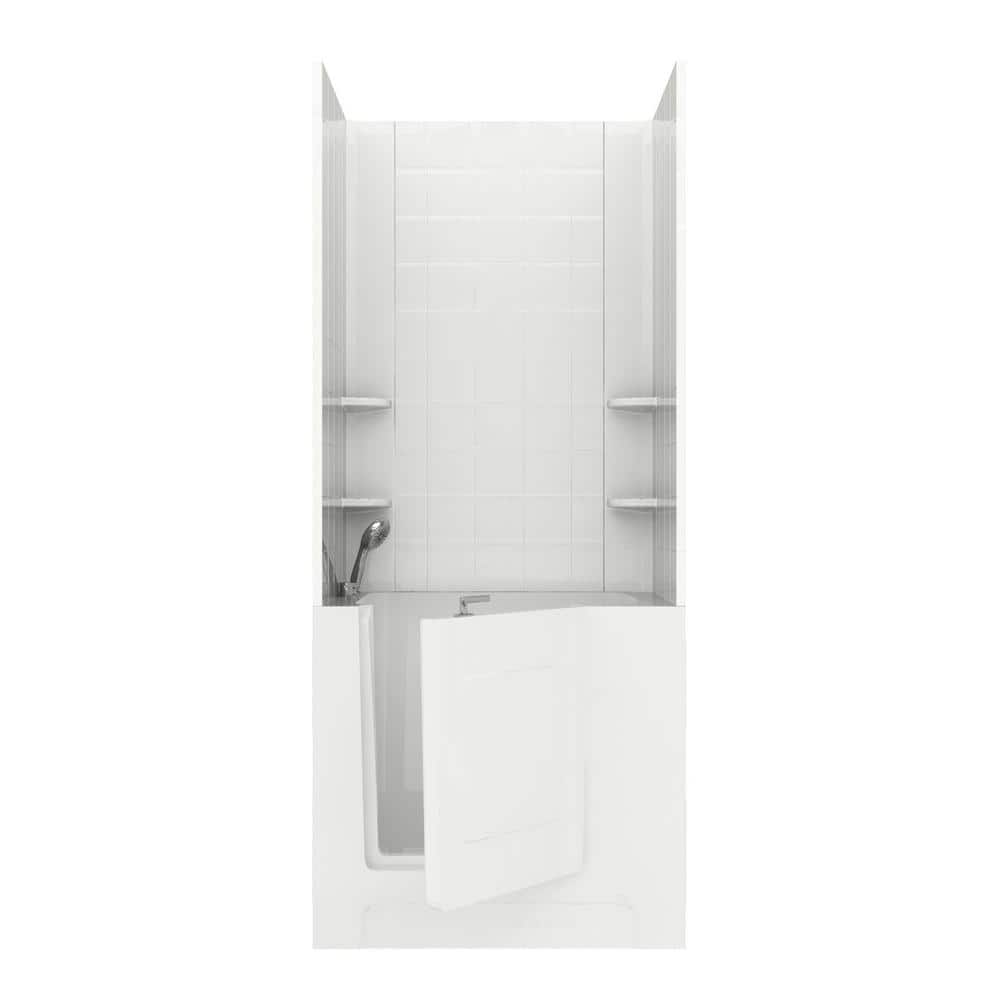 Rampart 3.3 ft. Walk-in Whirlpool and Air Bathtub with 6 in. Tile Easy Up Adhesive Wall Surround in White price history on PriceWatchPro