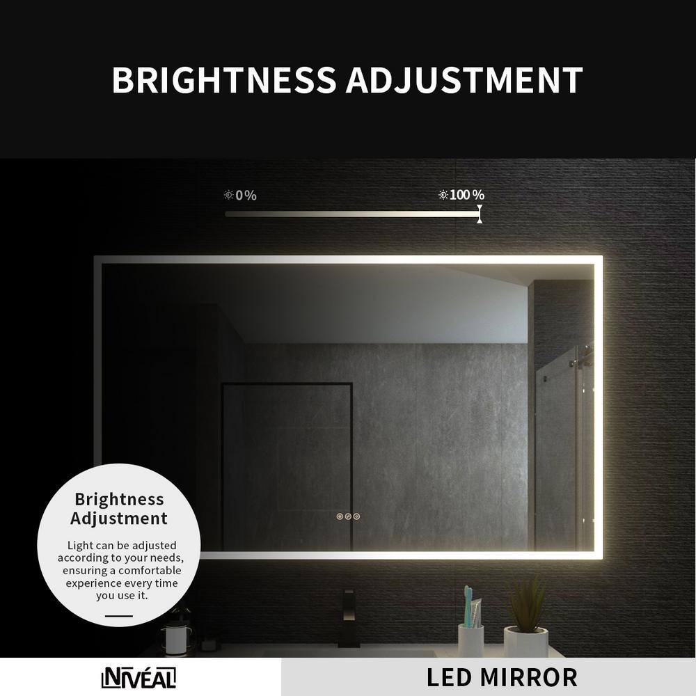Clear 60" x 36" Frameless LED Bathroom Vanity Mirror