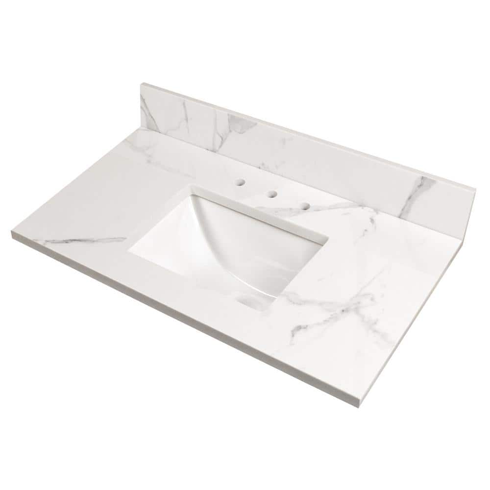 49-Inch White Calacatta Nowy Marble Vanity Top with Undermount Sink