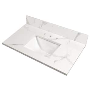 Calacatta Nowy 49 in. W x 22 in. D Engineered Marble Vanity Top in White with White Rectangle Single Sink