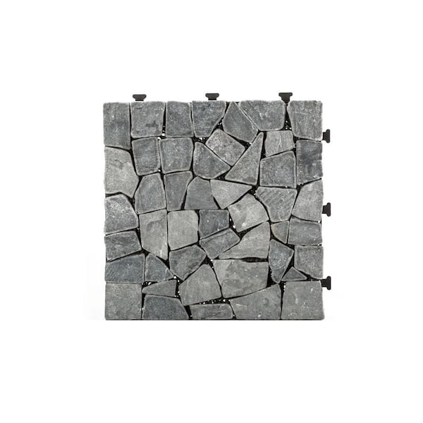 Courtyard Casual 1 ft. x 1 ft. Natural Travertine Stone Deck Tile in Gray (6-Piece)