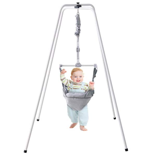 VEVOR Baby Jumper with Stand Height-Adjustable Baby Bouncers 35 Lbs. Load Quick-Folding Exerciser Gift for 3+ Months Toddler